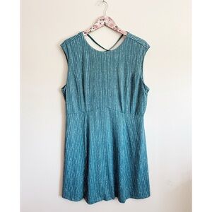 TITLE NINE XL Diamalete Steadfast Sleeveless Dress Stretch Zip Pocket Teal Blue
